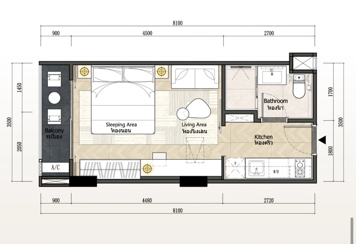 Studio apartment floor plan