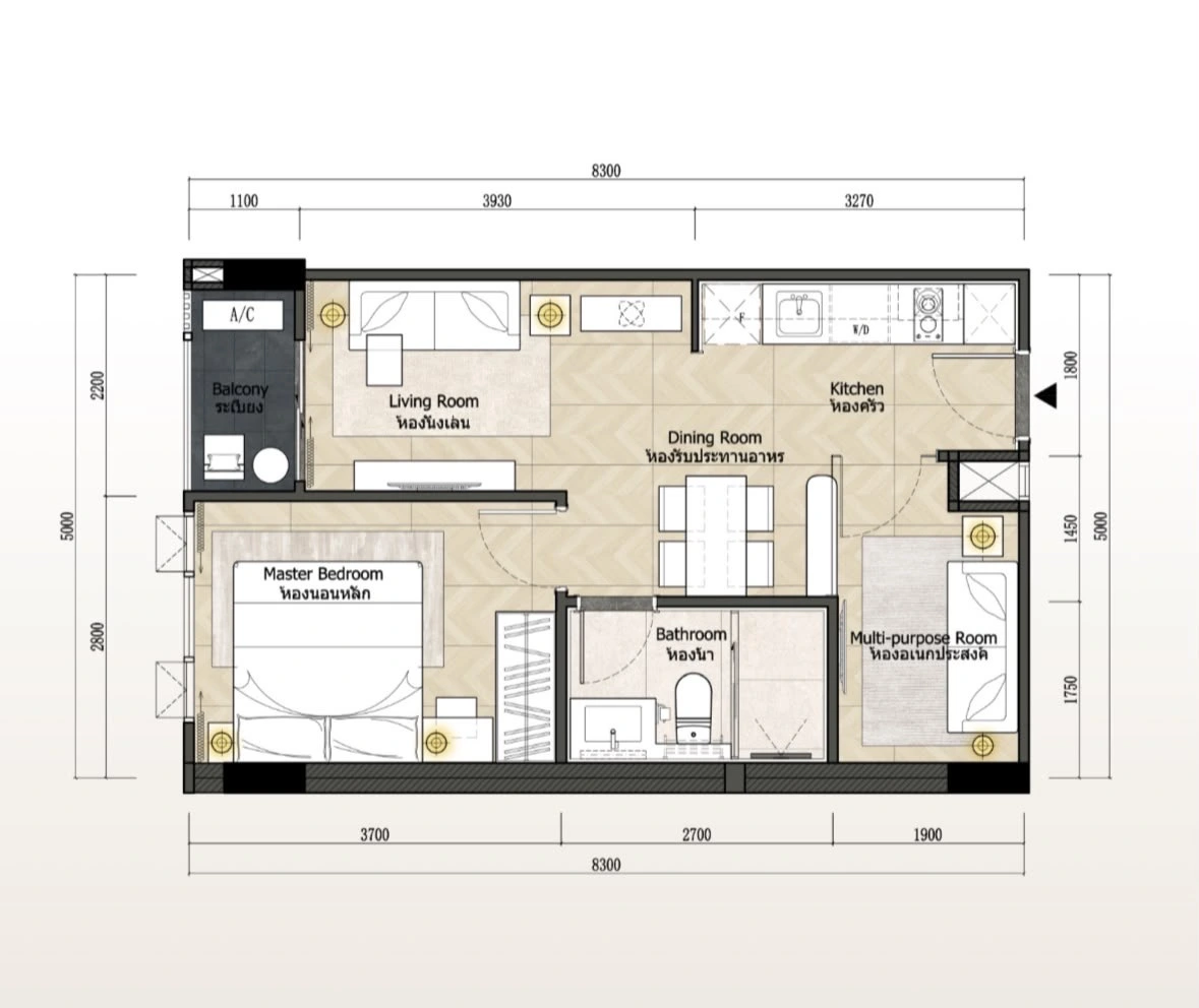 1 bedroom floor plan