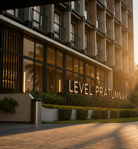 LEVEL Pratumnak building entrance at sunset